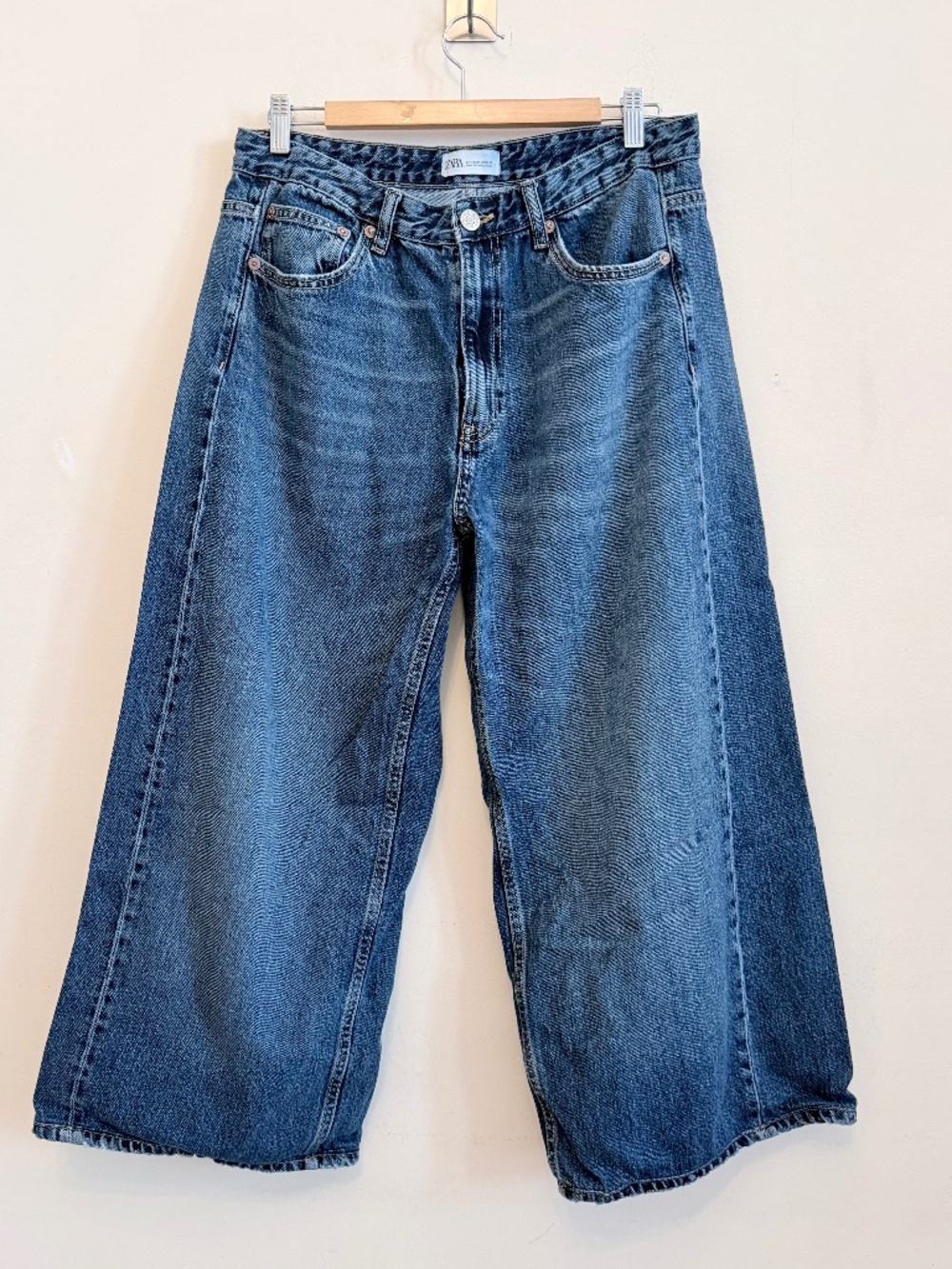 Zara TRF Navy Blue Wide Leg Jeans Size 10/ EU 30